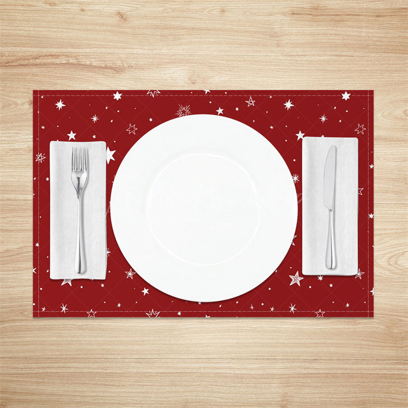 Lofaris Red White Stars Seamless Fabric Set Of 4 Placemats