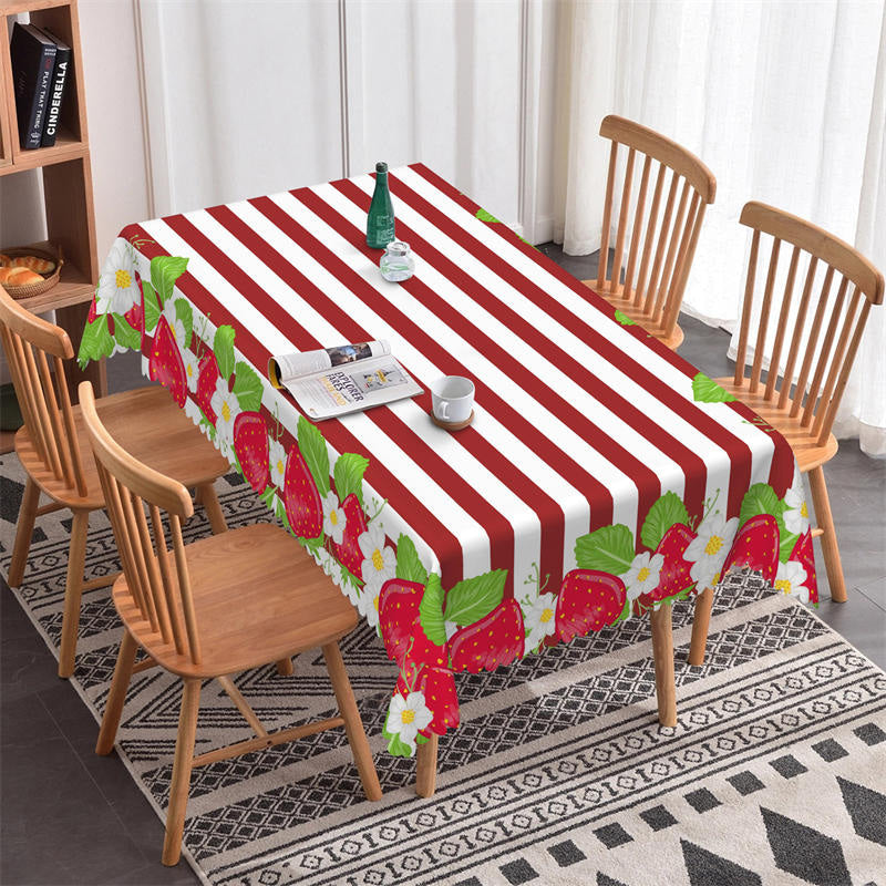 Lofaris Red White Strawberry Dining Room Cafe Tablecloth