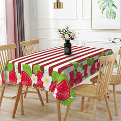 Lofaris Red White Strawberry Dining Room Cafe Tablecloth