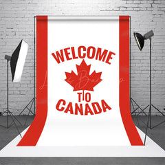 Lofaris Red White Stripe Maple Welcome To Canada Backdrop