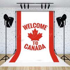 Lofaris Red White Stripe Maple Welcome To Canada Backdrop