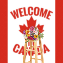 Lofaris Red White Stripe Maple Welcome To Canada Backdrop