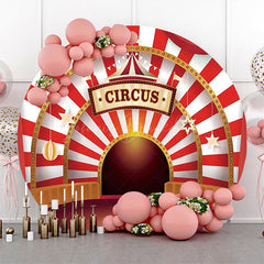 Lofaris Red White Striped Circus Tent Round Party Backdrop