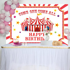 Lofaris Red White Stripes Circus Kids 1st Birthday Backdrop