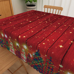 Lofaris Red Wood Christmas Tree Glitter Light Tablecloth