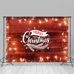 Lofaris Red Wooden Board Glitter Light Christmas Backdrop