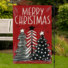 Lofaris Red Xmas Tree Burlap Merry Christmas Garden Flag