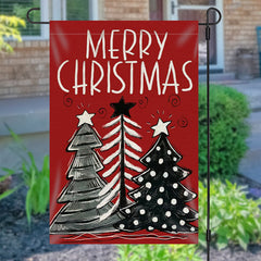 Lofaris Red Xmas Tree Burlap Merry Christmas Garden Flag