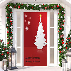 Lofaris Red Xmas Tree Snowflake Merry Christmas Door Cover