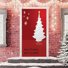 Lofaris Red Xmas Tree Snowflake Merry Christmas Door Cover