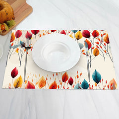 Lofaris Red Yellow Blue Autumn Leaves Set Of 4 Placemats