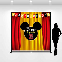 Lofaris Red Yellow Curtain Mouse Custom 2Nd Birthday Backdrop