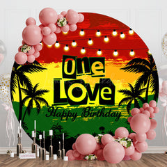 Lofaris Red Yellow Green Trees Round 1st Birthday Backdrop