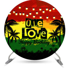 Lofaris Red Yellow Green Trees Round 1st Birthday Backdrop