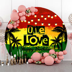 Lofaris Red Yellow Green Trees Round 1st Birthday Backdrop