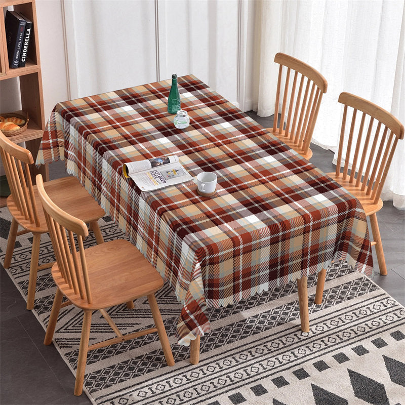 Lofaris Reddish Brown Classic Tartan Rectangle Tablecloth