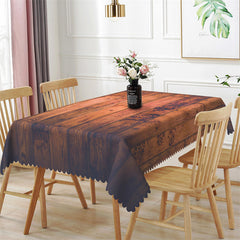 Lofaris Reddish Brown Wooden Texture Rectangle Tablecloth