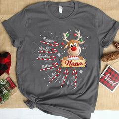 Lofaris Reindeer Candy Cute Custom Name Christmas T-Shirt