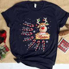 Lofaris Reindeer Candy Cute Custom Name Christmas T-Shirt