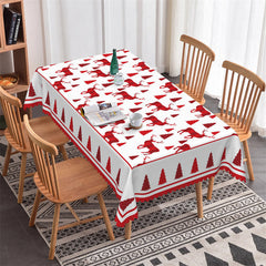 Lofaris Reindeer Christmas Tree Pattern Rectangle Tablecloth