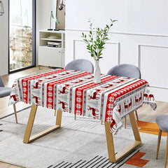 Lofaris Reindeer Snowflake Red Texture Christmas Tablecloth