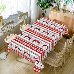 Lofaris Reindeer Snowflake Red Texture Christmas Tablecloth