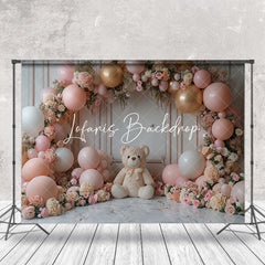 Lofaris Relief Wall Arch Floral Bear Cake Smash Backdrop