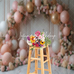 Lofaris Relief Wall Arch Floral Bear Cake Smash Backdrop