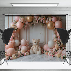 Lofaris Relief Wall Arch Floral Bear Cake Smash Backdrop