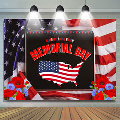 Lofaris Remember And Honor Floral USA Flag Memorial Day Backdrop