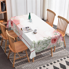 Lofaris Rendered Flowers Sweet Leaf Rectangle Tablecloth