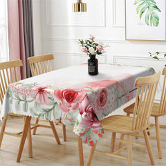 Lofaris Rendered Flowers Sweet Leaf Rectangle Tablecloth