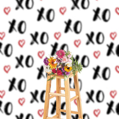 Lofaris Repeat Black Xo Letter Heart Valentines Day Backdrop