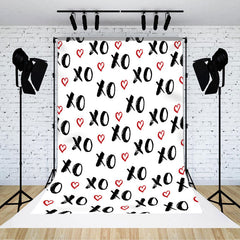 Lofaris Repeat Black Xo Letter Heart Valentines Day Backdrop