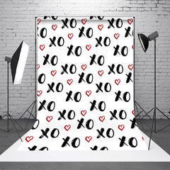 Lofaris Repeat Black Xo Letter Heart Valentines Day Backdrop