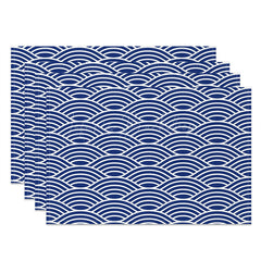 Lofaris Repeat Blue White Lines Dining Set Of 4 Placemats