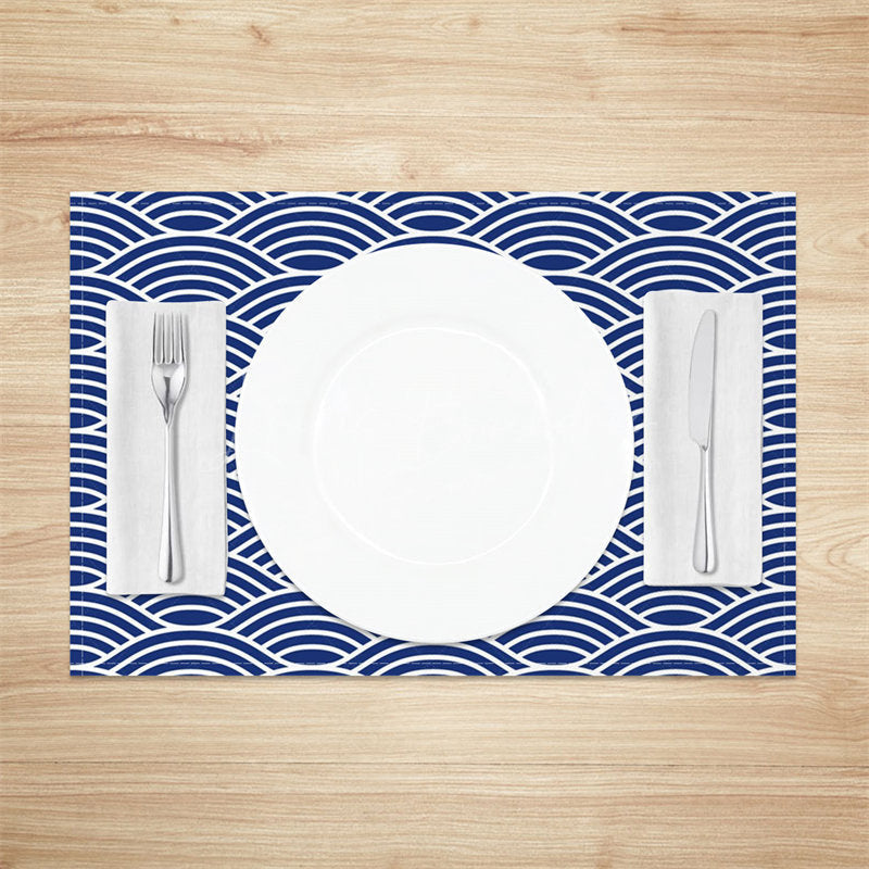 Lofaris Repeat Blue White Lines Dining Set Of 4 Placemats