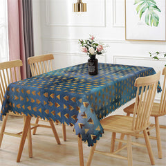 Lofaris Repeat Golden Triangle Blue Rectangle Tablecloth