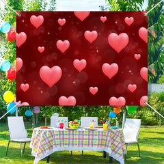 Lofaris Repeat Hearts Bokeh Dark Red Valentines Day Backdrop