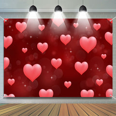 Lofaris Repeat Hearts Bokeh Dark Red Valentines Day Backdrop