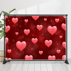 Lofaris Repeat Hearts Bokeh Dark Red Valentines Day Backdrop