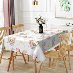 Lofaris Repeat Rainbow Black Lines Leaf Rectangle Tablecloth