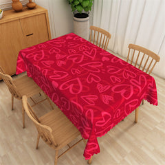 Lofaris Repeat Red Heart Shaped Lines Rectangle Tablecloth