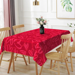 Lofaris Repeat Red Heart Shaped Lines Rectangle Tablecloth