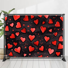 Lofaris Repeat Red Hearts Black Valentines Day Backdrop