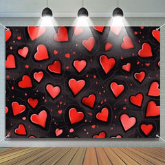 Lofaris Repeat Red Hearts Black Valentines Day Backdrop