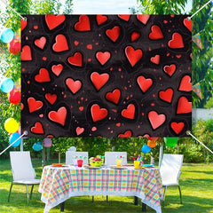 Lofaris Repeat Red Hearts Black Valentines Day Backdrop