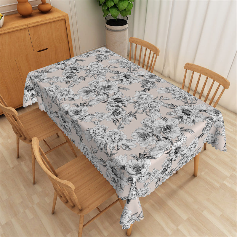 Lofaris Repeat Retro Floral Pattern Art Rectangle Tablecloth