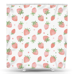 Lofaris Repeat Watercolor Red Strawberry Shower Curtain