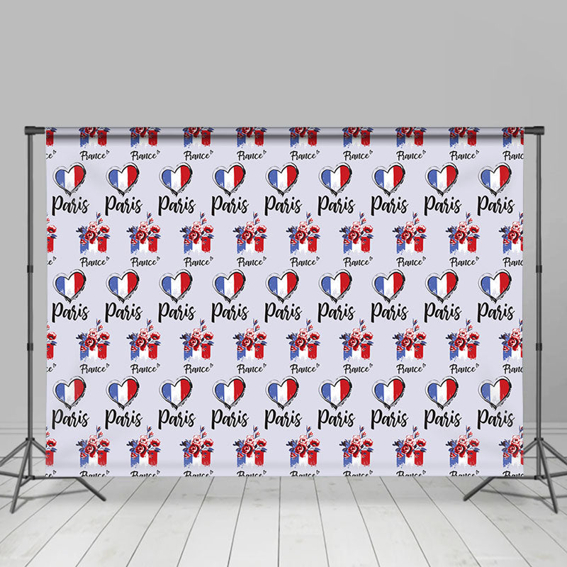 Lofaris Repeated Floral French Flag Paris France Backdrop